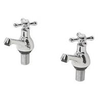 Bath Filler Pillar Taps Chrome Cross Head Bathroom Traditional Hot Cold Pair