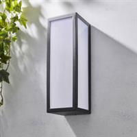 LED Outdoor Wall Light Matt Black Rectangle Weatherproof 600lm (Dia)12cm