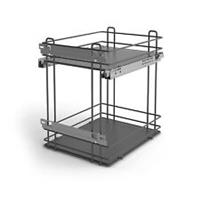 Kitchen Pull Out Storage Soft Close Grey Steel 2 Shelves Cabinet Organiser