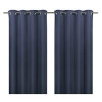 Pair Blackout Eyelet Curtains Navy Lined Ready Made Ring Top (W)167x(L)183cm