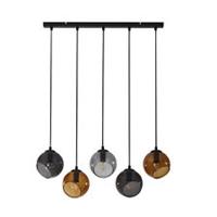 Pendant Ceiling Light 5 Way Black Hanging Adjustable Modern Globe Glass Shades