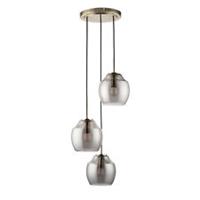 Pendant Ceiling Light 3 Way Smoked Glass Shades Adjustable Height (Dia)320mm