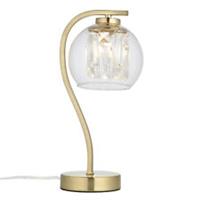 Table Lamp Dimmable Touch Control Gold Globe Glass Shade Metal Living Room 36cm