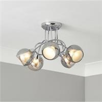 Elevate 5 Lamp Ceiling Light Smoked Glass Effect Chrome Modern Stylish