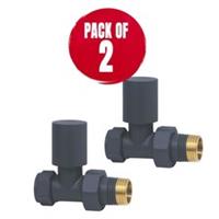 Towelrads Radiator Valve Brass Anthracite Angled Manual 15mm x 1/2" 2 Pack