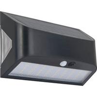 Luceco Outdoor Wall Light LED Black 6W PIR Battery Solar Powered Rectangular