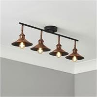 LED Ceiling Spotlight Bar Multi Arm Satin Black Copper Effect Retro Dining Room