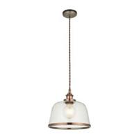 Pendant Ceiling Light LED Glass Clear Steel Copper Effect Dimmable Adjustable