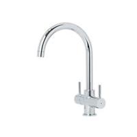 Kitchen Tap Mono Mixer Chrome Double Lever Swivel Spout Contemporary Faucet