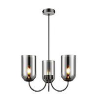 LED Pendant Ceiling Light 3 Way Black Smoked Glass Mirror Chrome Effect