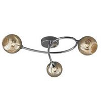 Ceiling Light 3 Way Dimmable Multi Arm Chrome Effect Crackled Glass Modern