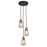 Ceiling Light Matt Steel Black 3 Way Dimmable Caged Design Pendant E27 10W