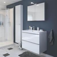 Bathroom Wall Cabinet Gloss White Single Soft-Close 2 Glass Shelves (H)90(W)40cm