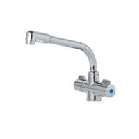 Kitchen Sink Mixer Tap Mono Chrome Finish Modern Swivel Spout Dual Lever