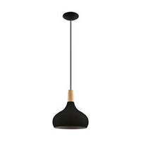 Pendant Ceiling Light Black Wood Single Modern Stylish Adjustable Drop 28cm