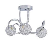 Ceiling Light LED 3 Lamp Crystal Clear Glass Metal Chrome Effect Modern