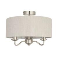 Ceiling Light 3 Way Halogen Lamp Traditional Satin Nickel Effect (Dia)360mm