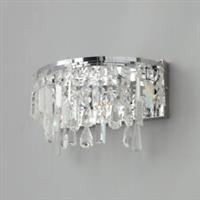 Wall Light LED 2 Lamp Steel Chrome Effect Crystal Glass Bedside Indoor Modern