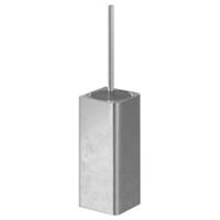 Bathroom Toilet Brush Holder Rubber Bristles Steel Brushed Chrome Square