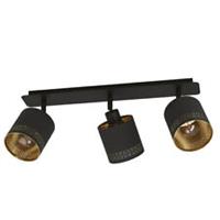 Ceiling Spotlight Bar 3-Way Black Fabric Lampshades Adjustable Heads Modern