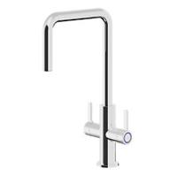 GoodHome Kitchen Tap Twin Lever Chrome-Plated Contemporary Brass Anti-Limescale