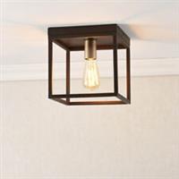 Ceiling Light Square Box Steel Matt Bronze Effect Finish Dimmable Industrial