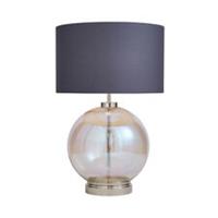 Table Lamp Ball Satin Nickel Effect Round Drum Shade Clear Base Modern