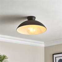 Ceiling Light LED Lamp Dome Shade Steel Matt Black Dimmable Contemporary