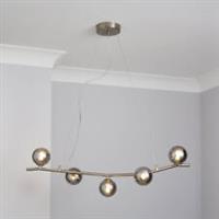 LED Pendant Ceiling Light Retro Satin Nickel Effect 5 Way Modern (Dia)800mm