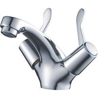 Basin Mono Mixer Sink Tap Dual Double Lever Modern Chrome Finish Bathroom