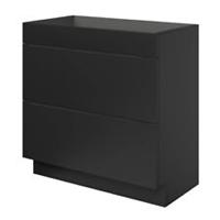 Bathroom Under Sink Cabinet Vanity Unit Black Freestanding 2 Drawers 82 x 80cm