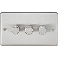 Knightsbridge 3-Gang 2-Way LED Intelligent Dimmer Switch Brushed Chrome