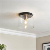 Ceiling Light LED Clear Glass Steel Matt Antique Brass Effect Industrial