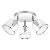Ceiling Spotlight 3 Lamp LED Ribbed Glass Metal Chrome Effect Adjustable Modern