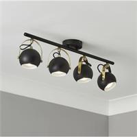 Ceiling Spotlight Bar 4 Way Matt Black Multi Arm Globe Modern Adjustable Retro