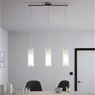 Pendant Ceiling Light 3 Way White Chrome Effect Glass Shades IP20 (Dia)110mm