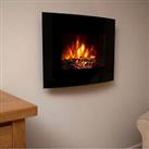 Electric Fireplace LED Flame Effect Wall Mounted Black Glass Heater Modern 1.8kW