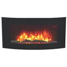 Electric Fire Black Log Effect Wall Mounted Fireplace Heater 2kW Remote Control