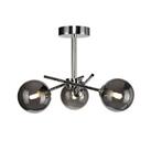 LED Ceiling Light 3 Way Round Smoked Glass Shades Multi Arm Chrome Effect Modern