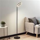LED Floor Lamp Ring Light Matt Black Standing Livingroom Dimmable (H)113.5 cm