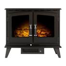Electric Fire Stove Fireplace Wood Flame Effect Black Heater Freestanding 1.8kW
