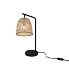 Table Lamp Black Natural Wood Look Eco Halogen Energy Saving Modern Compact