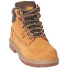 Site Ladies Safety Boots Leather Steel Toe Cap Wide Fit Honey Brown Size 7