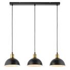 Pendant Ceiling Light 3 Lamp Adjustable Height Dimmable Matt Black Steel 6W