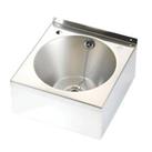 Commercial Hand Wash Basin Sink 1 Bowl 2 Tap Holes Steel Round Wall Mounted