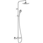 Mixer Shower System Thermostatic Chrome Dual Twin Round Head Modern Single Spray