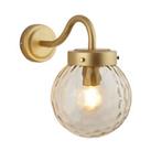 Outdoor Wall Light Satin Gold Dimmable Champagne Globe Glass Shade Garden Porch