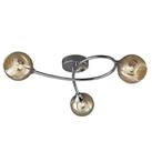 Ceiling Light 3 Way Chrome Effect Crackled Glass Dimmable Multi Arm Modern