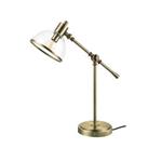 Table Lamp Desk Light Clear Glass Shade Antique Brass Industrial Home Office