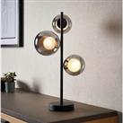 Table Lamp Modern Style Decorative Matt Black 3 Smoky Glass Shades Portable 5W